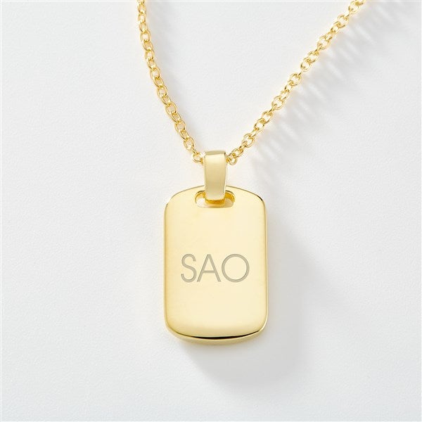 Engraved 14K Gold Plated Sterling Silver Dog Tag Necklace - 46258