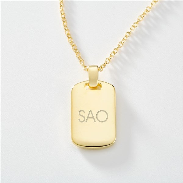 Engraved 14K Gold Plated Sterling Silver Dog Tag Necklace - Vertical