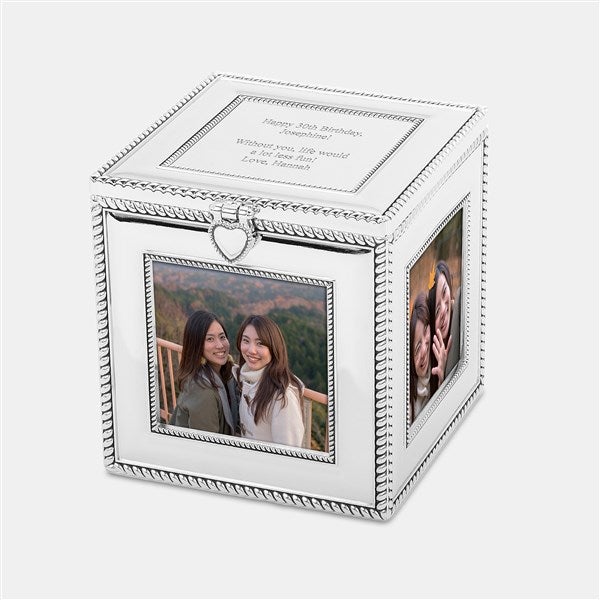 Engraved Silver Cube Frame and Keepsake Box    - 46344