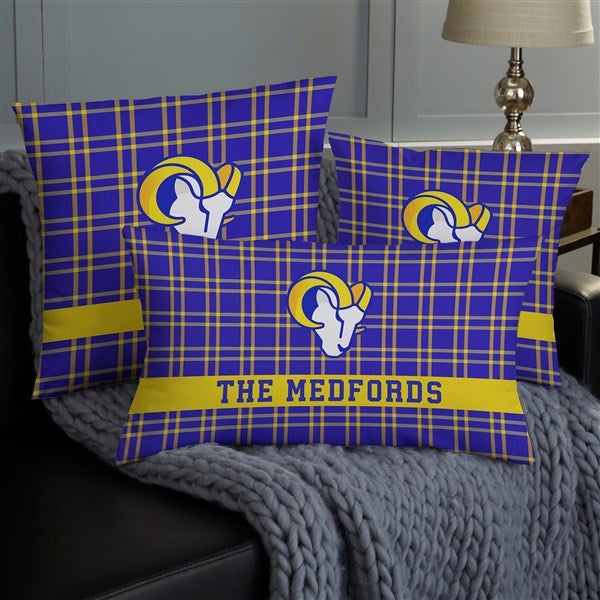 NFL Los Angeles Rams Plaid Personalized Throw Pillow