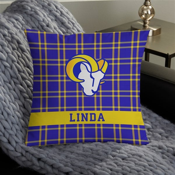 NFL Los Angeles Rams Plaid Personalized Throw Pillow - 46449