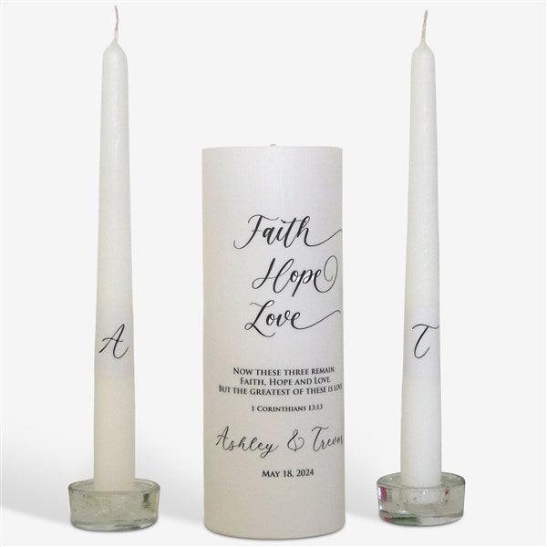 Personalized Faith Hope Love Wedding Unity Candle Set  - 46487D