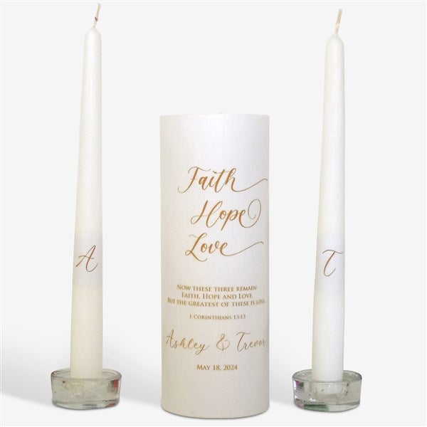 Personalized Faith Hope Love Wedding Unity Candle Set  - 46487D
