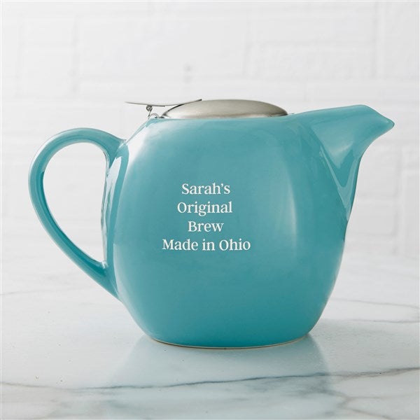 Etched Turquoise Ceramic 30 oz. Teapot   - 46562