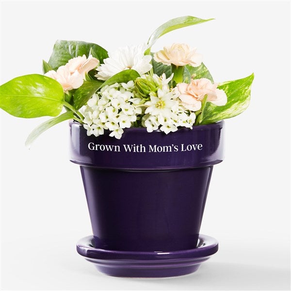 Etched Purple Ceramic Flower Pot   - 46571