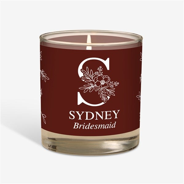 Floral Bridesmaid Personalized 8oz Glass Candle - 47033