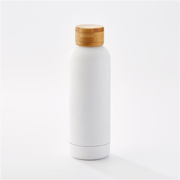 Stainless Steel and Bamboo Water Bottle in White  - 47140