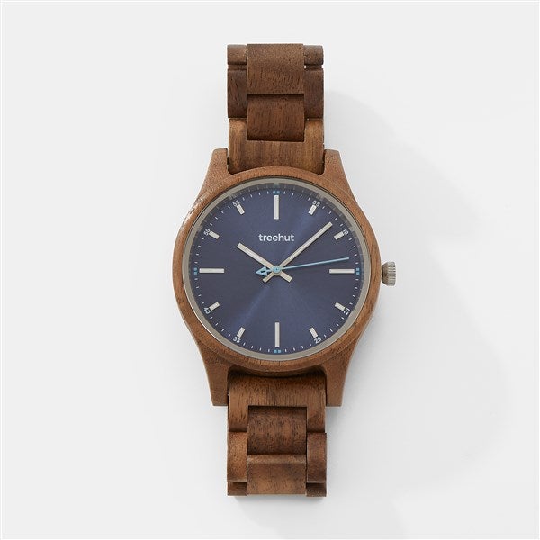 Treehut Walnut Wooden Watch with Blue Face   - 47153