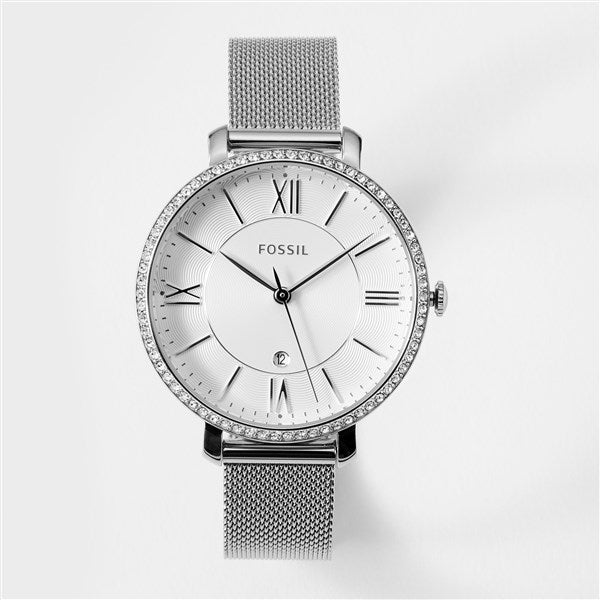 Jaqueline Engraved Fossil Watch - Silver Mesh - 47180