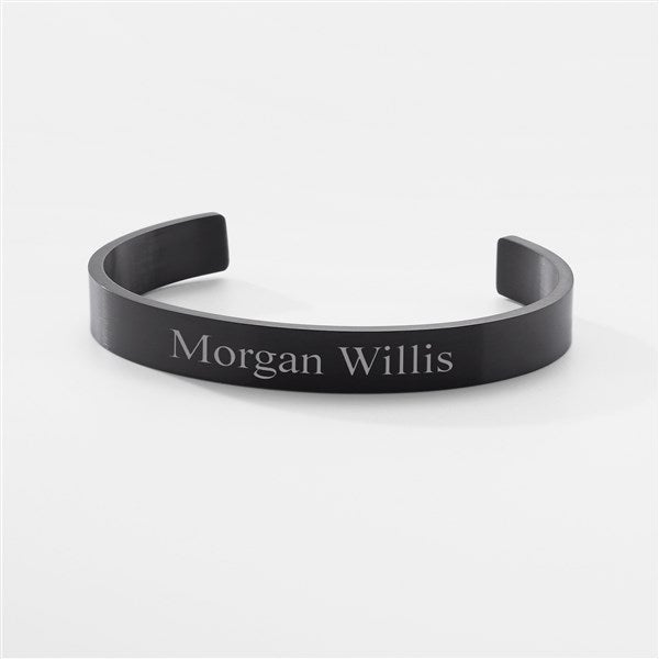 Engraved Stainless Black Cuff Bracelet   - 47191