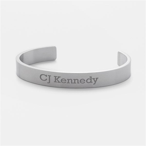 Engraved Stainless Silver Cuff Bracelet   - 47192