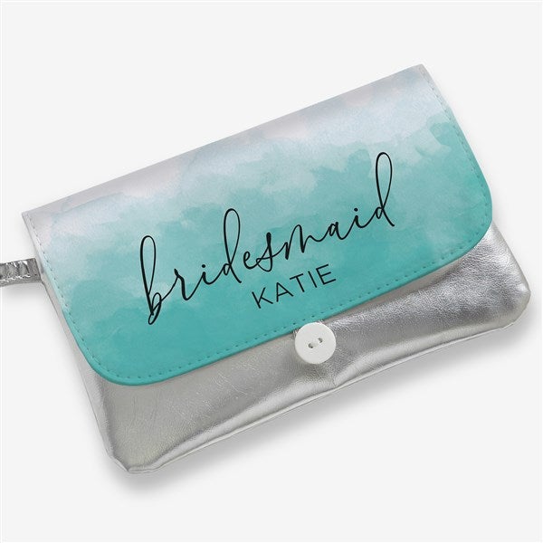 Watercolor Bridesmaid Personalized Wristlet - 47273