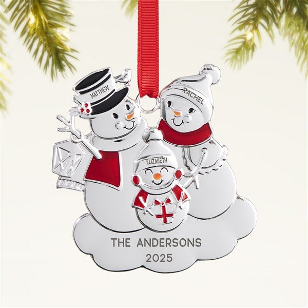 Snowman Family Personalized Metal Ornament - 47485