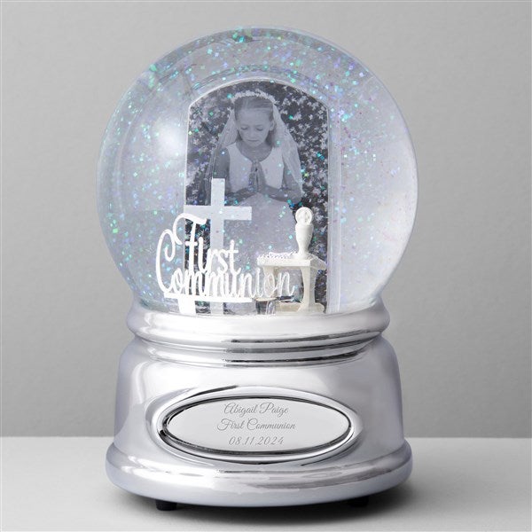Engraved First Communion Photo Snow Globe