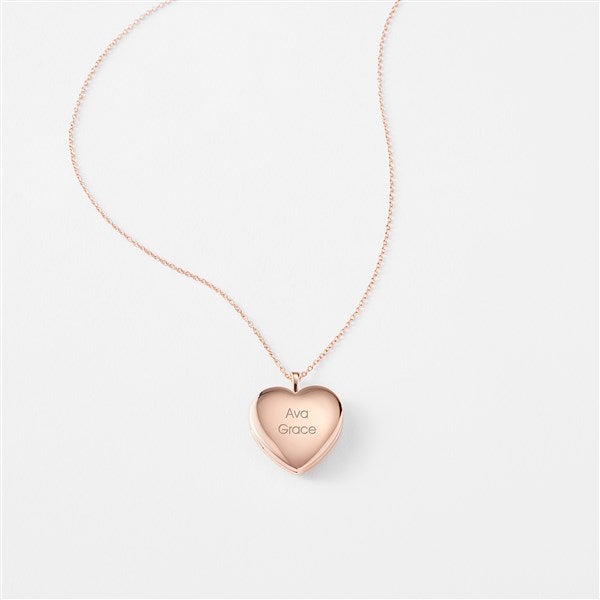 Engraved Rose Gold Over Sterling Silver Heart Locket - 47621