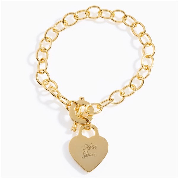 Engraved Sterling Silver Heart Toggle Bracelet     - 47625