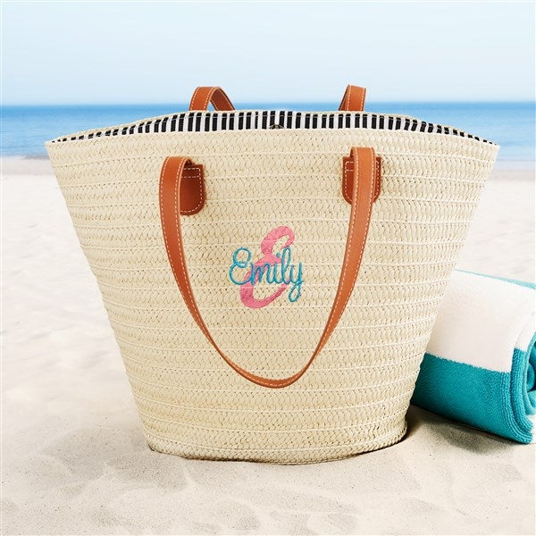 Playful Name Personalized Straw Beach Bag - 47691