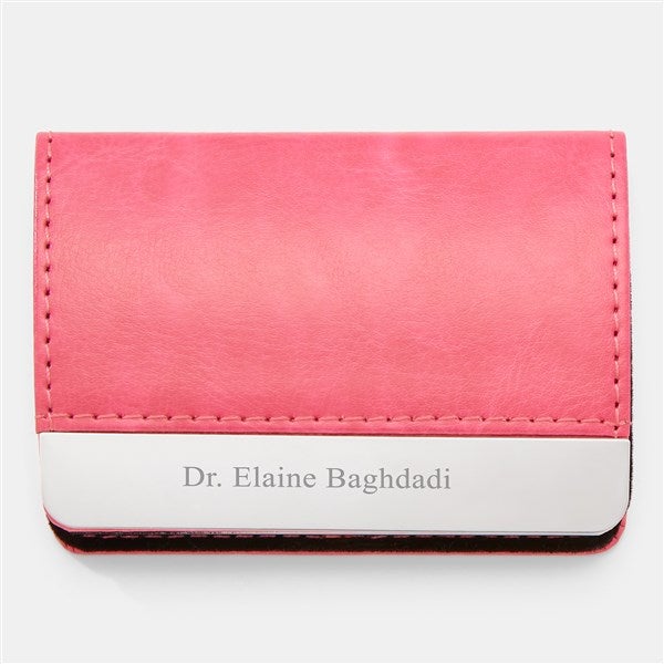 Engraved Pink Vegan Leather Card Case      - 47714