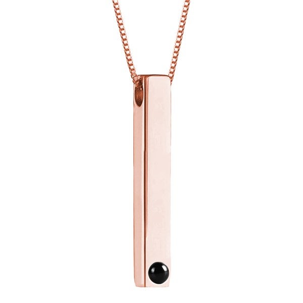 Custom Photo Projection Tall Tag Necklace - Rose Gold