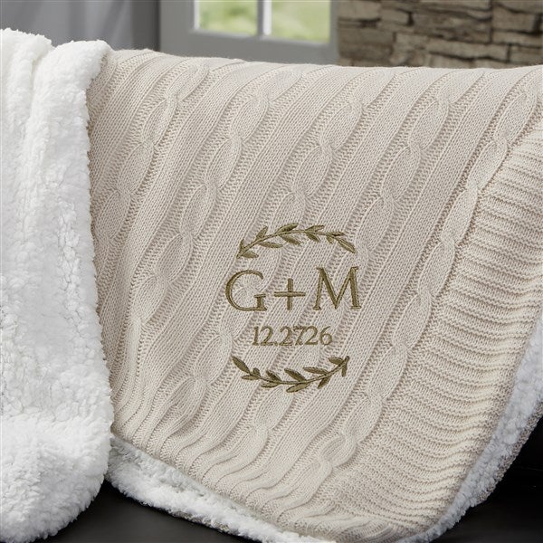 Wedding Initials Personalized Knit Throw Blanket - 47823