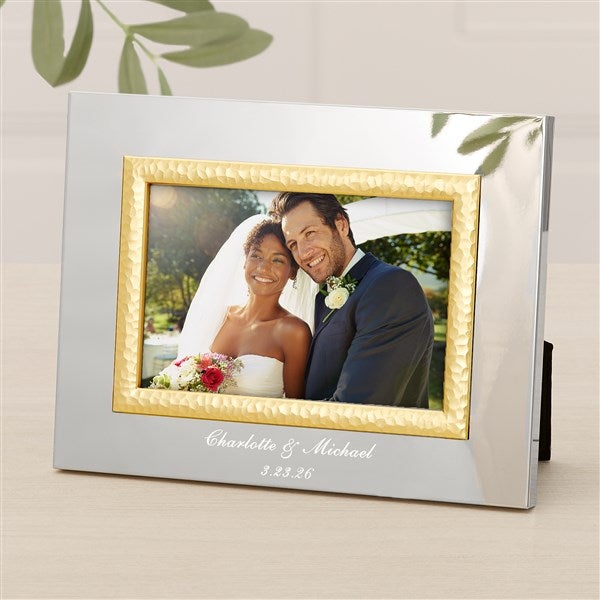 Wedding Personalized Silver & Gold Hammered Frame - 47825