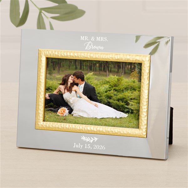 Laurels Of Love Personalized Silver & Gold Hammered Frame - 47829