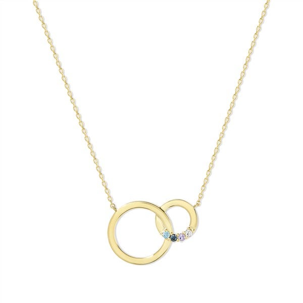 Custom Interlocking Circle Birthstone Necklace - 47962D