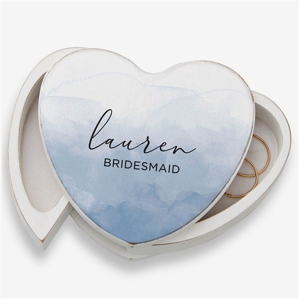 Watercolor Bridesmaid Personalized Heart Jewelry Box - 48003