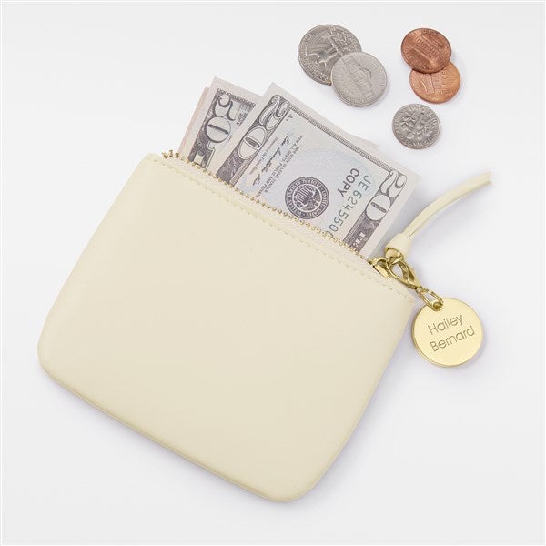Engraved Off-White Leather Coin Purse    - 48212