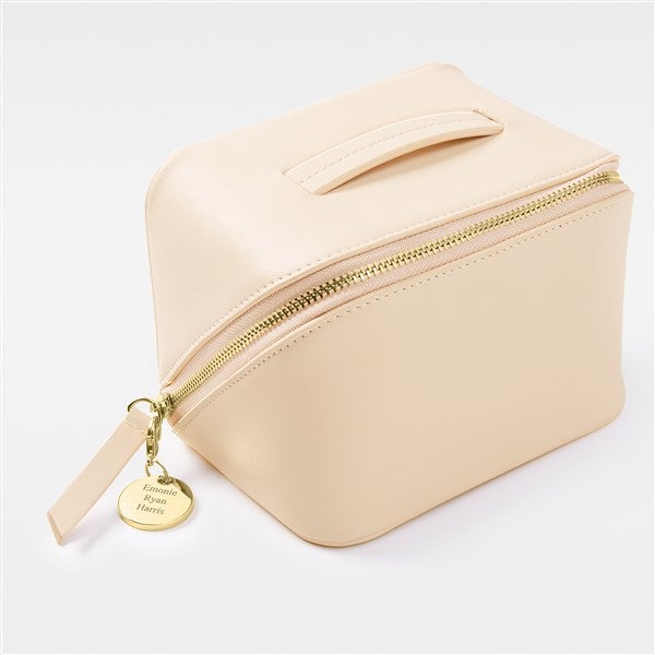 Engraved Small Blush Leather Beauty Case  - 48214