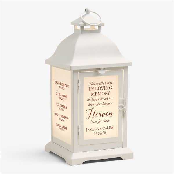 Wedding Memorial Personalized White Metal LED Lantern - 48446