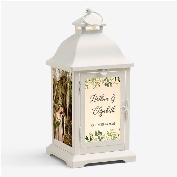 Laurels Of Love Personalized White Metal LED Lantern - 48452