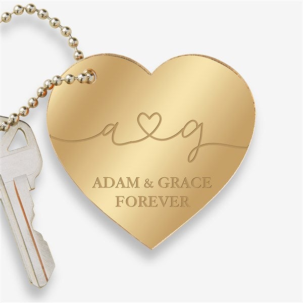 Drawn Together By Love Personalized Heart Keychain  - 48853