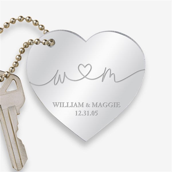 Drawn Together By Love Personalized Heart Keychain  - 48853