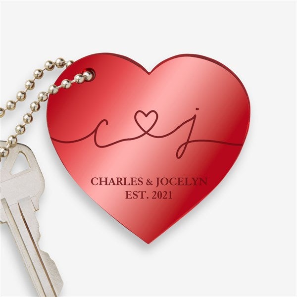 Drawn Together By Love Personalized Heart Keychain  - 48853