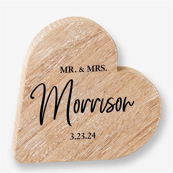 Classic Elegance Personalized Wood Heart Wedding Keepsake Gift - 49441