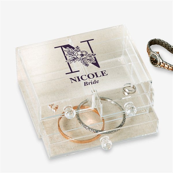 Floral Bridesmaid Personalized Acrylic Jewelry Box  - 49534