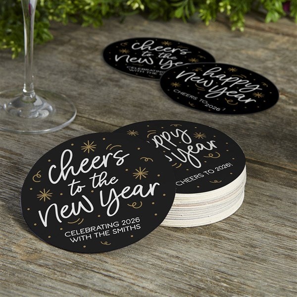 Cheers to the New Year Personalized Paper Coasters - 50482