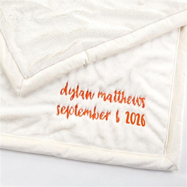 Embroidered Kids Receiving Blanket 30x40&quot; in Natural Beige    - 50637