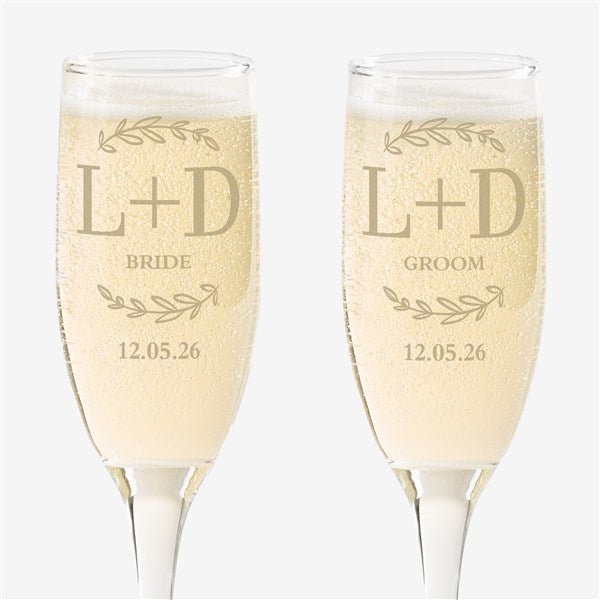 Their Initials Personalized Wedding Champagne Flute Set - 50827