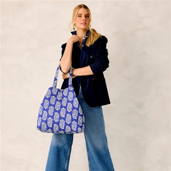Vera Bradley Embroidered Iconic Paisley Original Tote-Deep Ultramarine