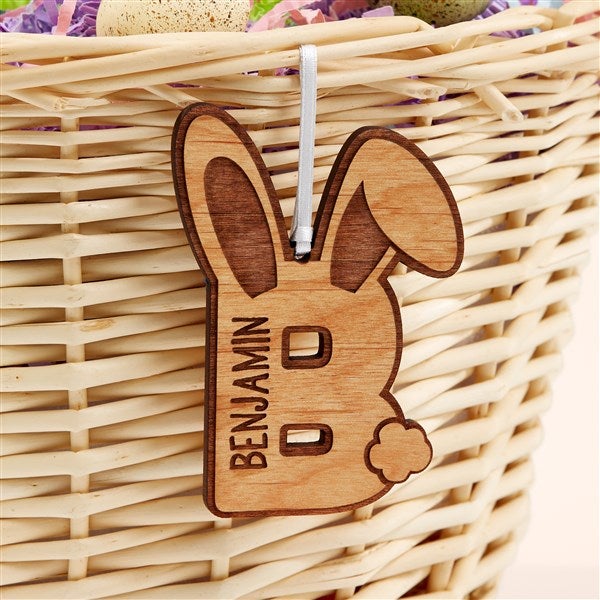 Bunny Monogram Personalized Wooden Easter Basket Tags - 52293