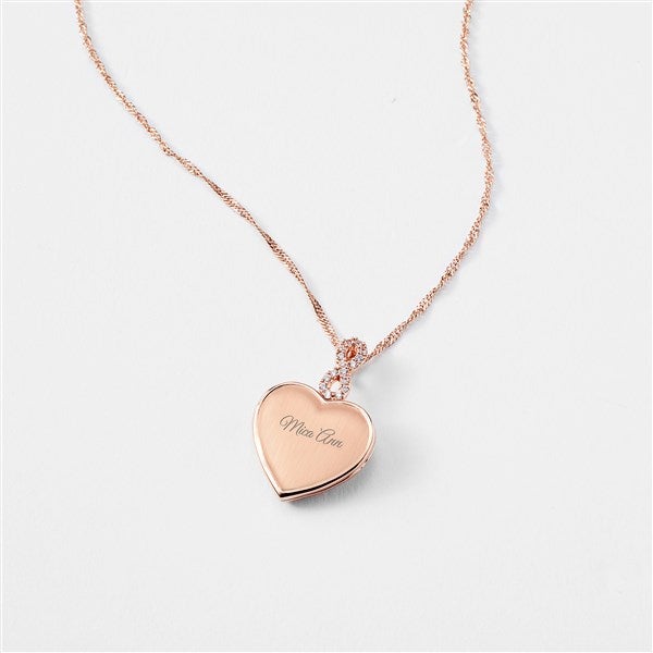 Kittenish Engraved Rose Gold Infinity Bail Heart Locket    - 52313