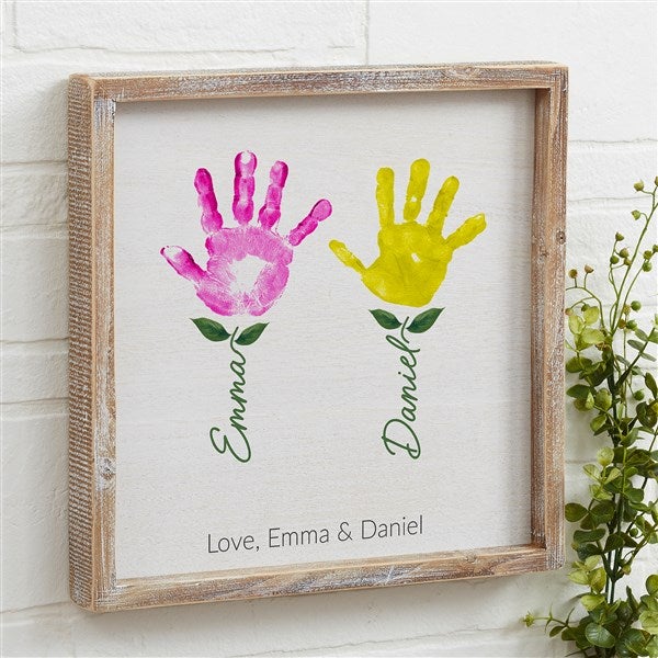 Kids Handprint Art Personalized Barnwood Frame Wall Art  - 52592