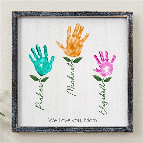 Kids Handprint Art Personalized Barnwood Frame Wall Art  - 52592