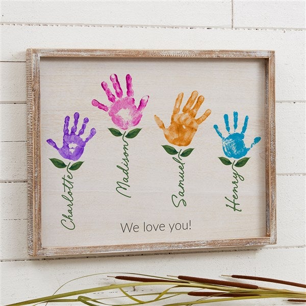 Kids Handprint Art Personalized Barnwood Frame Wall Art  - 52592
