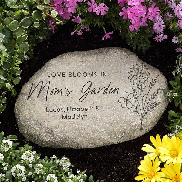 Love Blooms In Mom's Garden Engraved Garden Stone  - 52800
