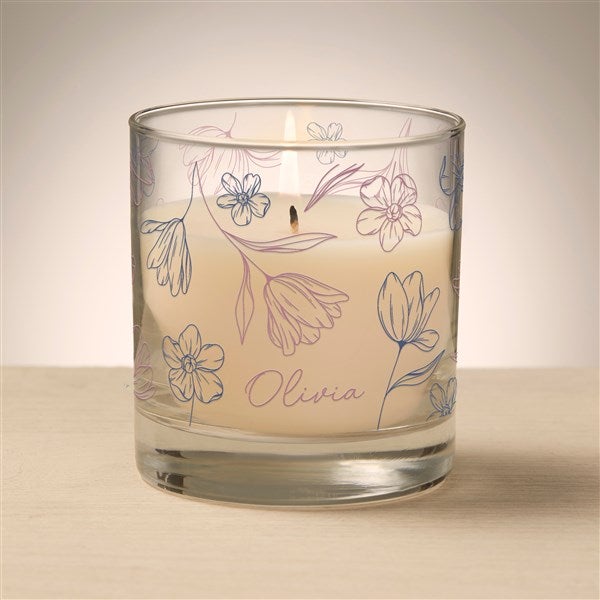 Traced Blooms Personalized 8oz Glass Candle  - 52890