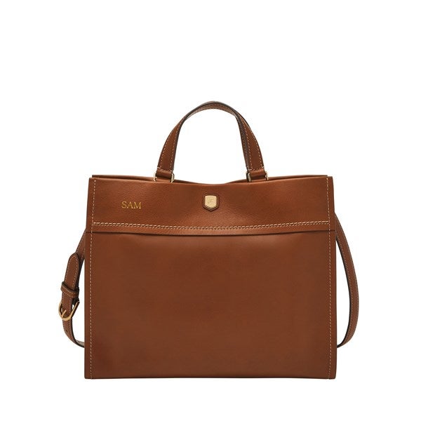 Fossil Gemma Leather Small Tote in Medium Brown    - 52896