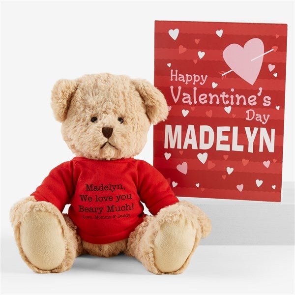 Valentine Teddy Bear and Coloring Book Personalized Gift Bundle  - 53024